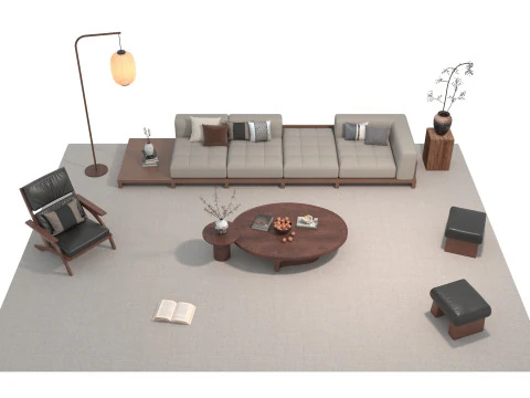 Fabric sofa set 29 3D Model