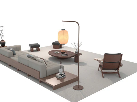 Fabric sofa set 29 3D Model