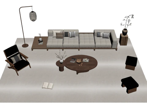 Fabric sofa set 29 3D Model