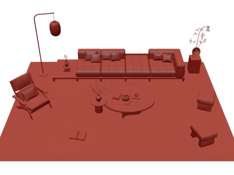 Fabric sofa set 29 3D Model