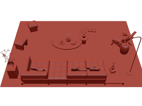 Fabric sofa set 29 3D Model