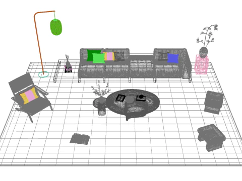 Fabric sofa set 29 3D Model