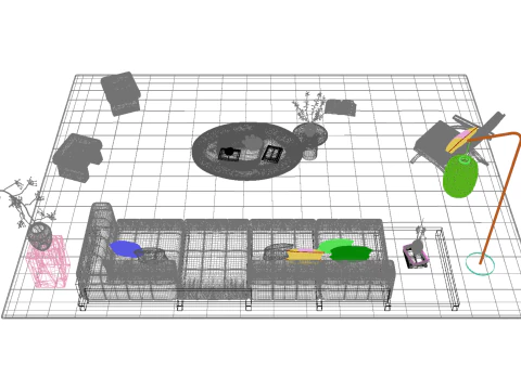 Fabric sofa set 29 3D Model