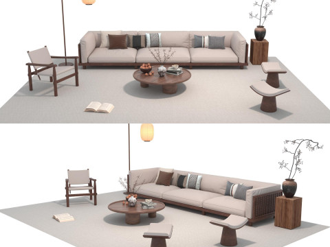 Ensemble canap&eacute; en tissu 30 Modèle 3D