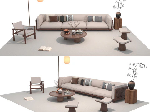 패브릭 소파 세트 30 3D 모델