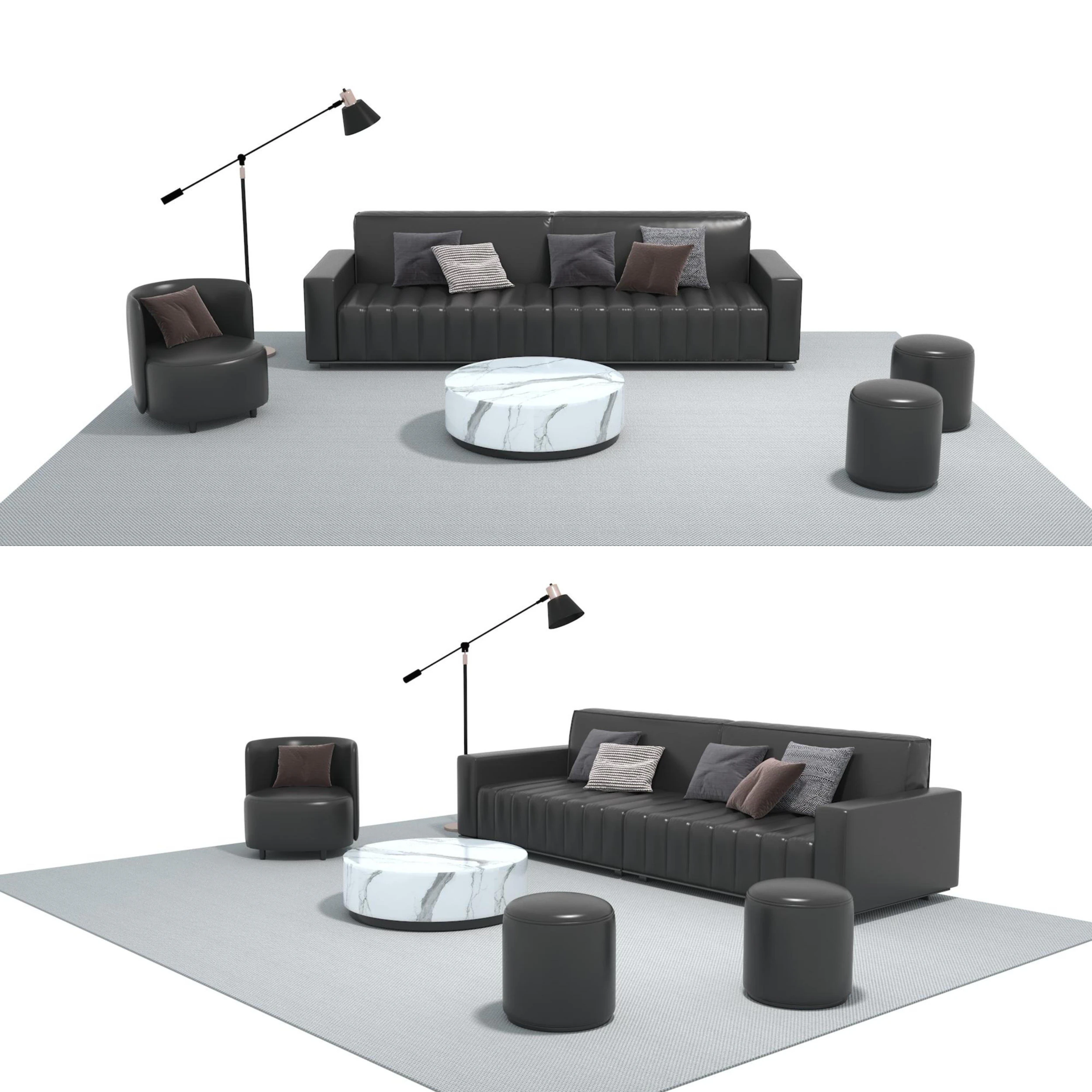 Leather sofa set 21 3D Model .c4d .max .obj .3ds .fbx .stl .blend 
