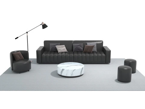 Leather sofa set 21 3D Model