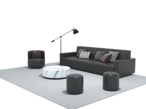 Conjunto de sof&aacute;s de cuero 21 Modelo 3D