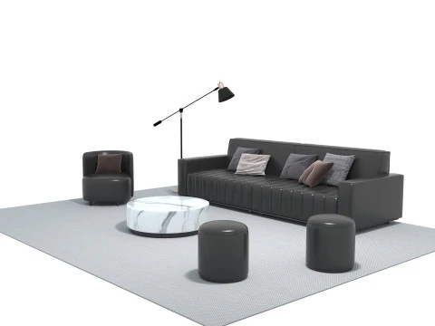 Leather sofa set 21 3D Model