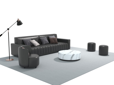 Conjunto de sof&aacute;s de cuero 21 Modelo 3D