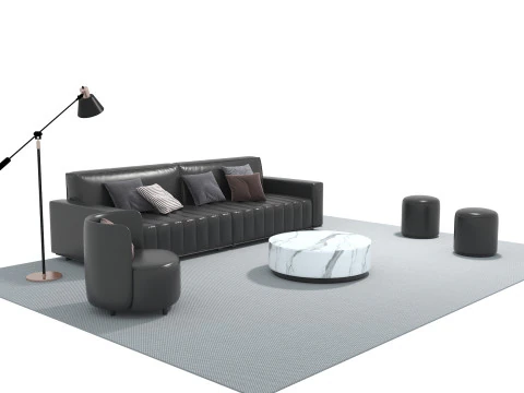 Leather sofa set 21 3D Model
