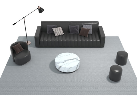 Conjunto de sof&aacute;s de cuero 21 Modelo 3D