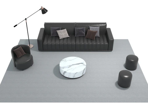 Leather sofa set 21 3D Model