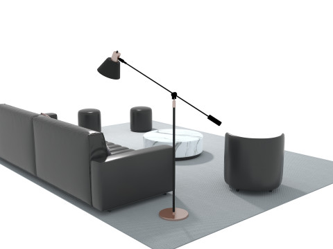 Conjunto de sof&aacute;s de cuero 21 Modelo 3D