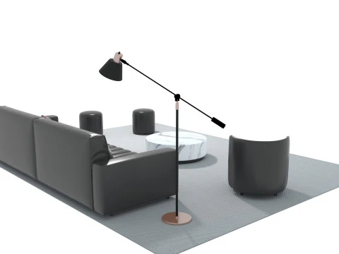 Leather sofa set 21 3D Model