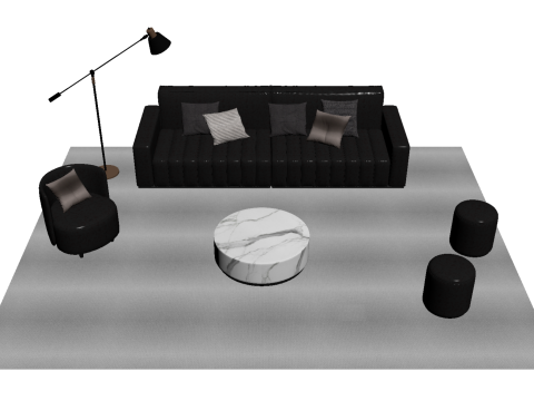 Conjunto de sof&aacute;s de cuero 21 Modelo 3D