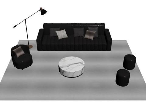 Leather sofa set 21 3D Model
