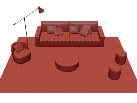 Leather sofa set 21 3D Model