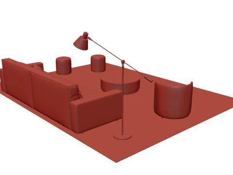 Leather sofa set 21 3D Model