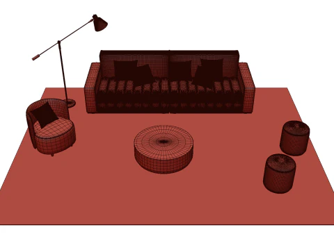 Leather sofa set 21 3D Model