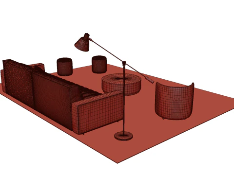 Leather sofa set 21 3D Model