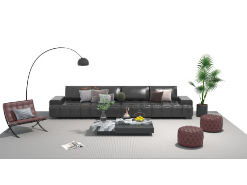 Leather sofa set 22 3D Model
