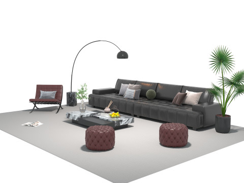 Leather sofa set 22 3D Model