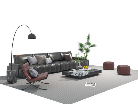 Leather sofa set 22 3D Model
