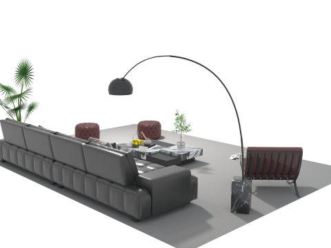 Leather sofa set 22 3D Model