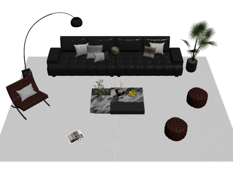 Leather sofa set 22 3D Model