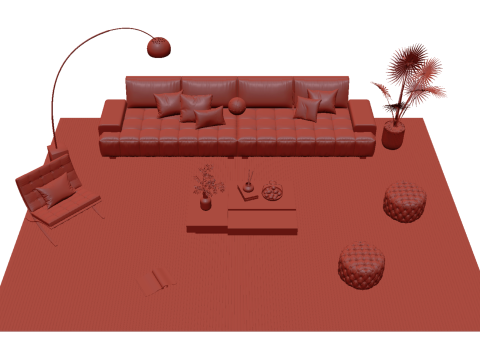 Leather sofa set 22 3D Model