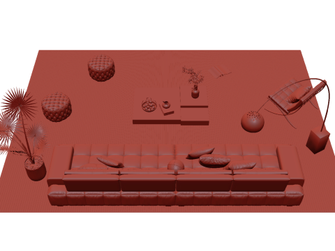 Leather sofa set 22 3D Model