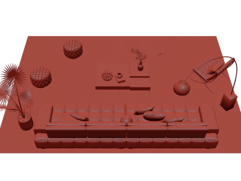 Leather sofa set 22 3D Model