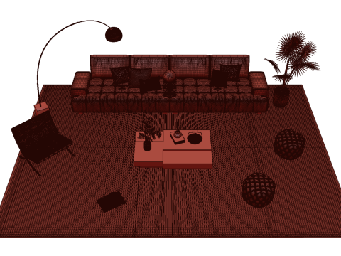 Leather sofa set 22 3D Model