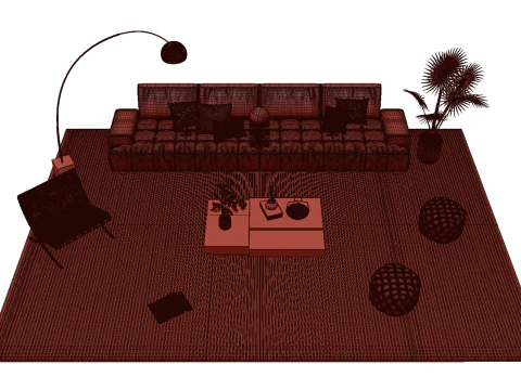 Leather sofa set 22 3D Model