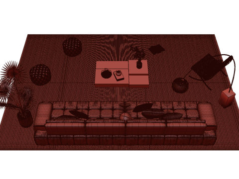 Leather sofa set 22 3D Model