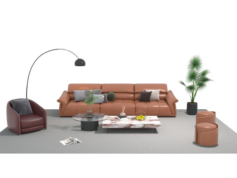 Leather sofa set 23 3D Model