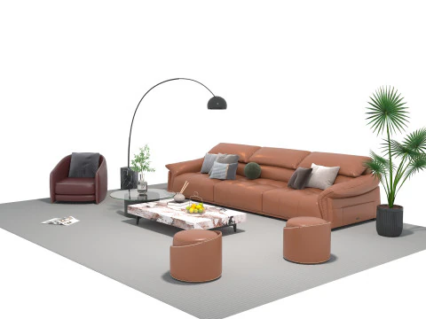 Leather sofa set 23 3D Model