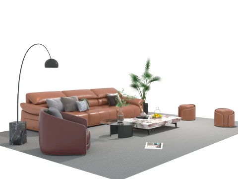 Leather sofa set 23 3D Model