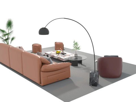 Leather sofa set 23 3D Model