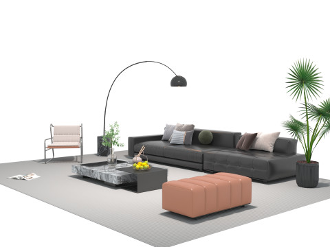 Leather sofa set 24 3D Model