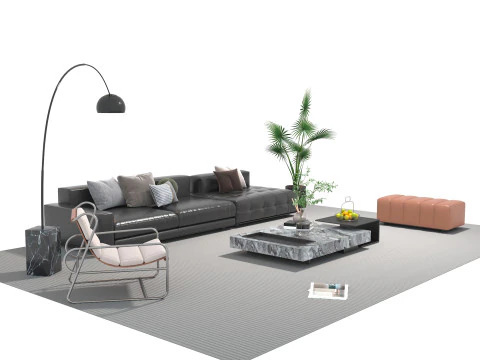 Leather sofa set 24 3D Model