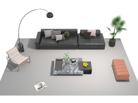 Leather sofa set 24 3D Model