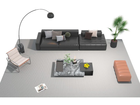 Leather sofa set 24 3D Model