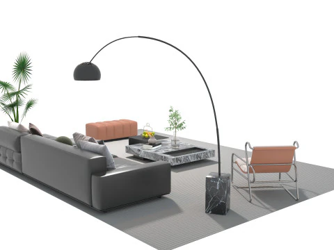 Leather sofa set 24 3D Model