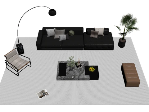 Leather sofa set 24 3D Model