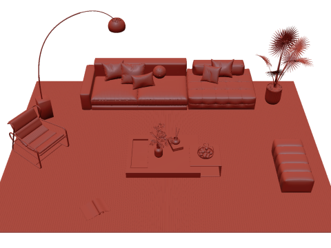 Leather sofa set 24 3D Model