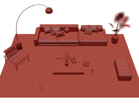 Leather sofa set 24 3D Model