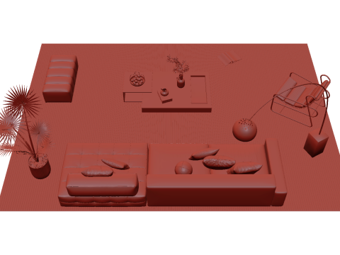 Leather sofa set 24 3D Model