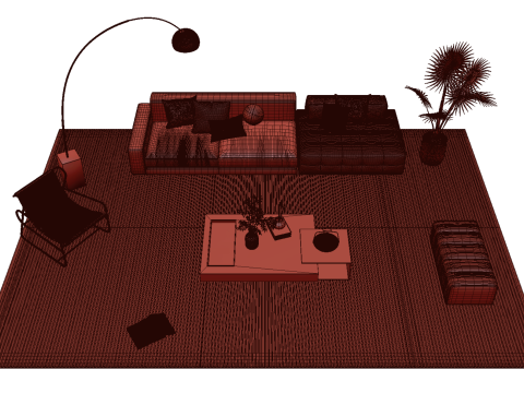 Leather sofa set 24 3D Model